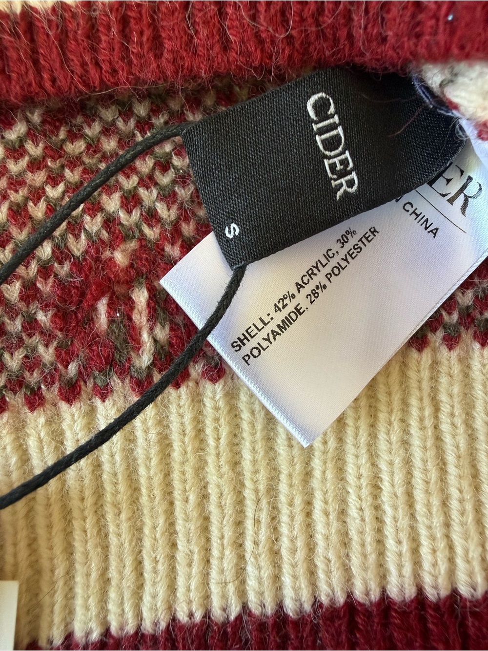 Cider Cherry Print Fuzzy Knit Sweater Cottagecore Coquette S NWT - Picture 6 of 6